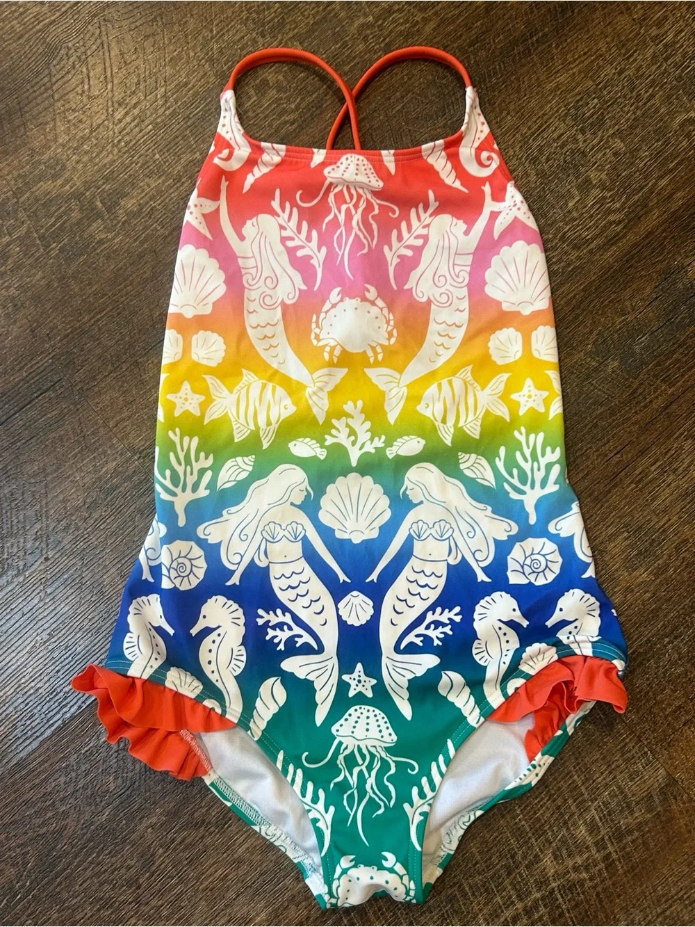 Mini Boden Rainbow Mermaid One-Piece Swimsuit